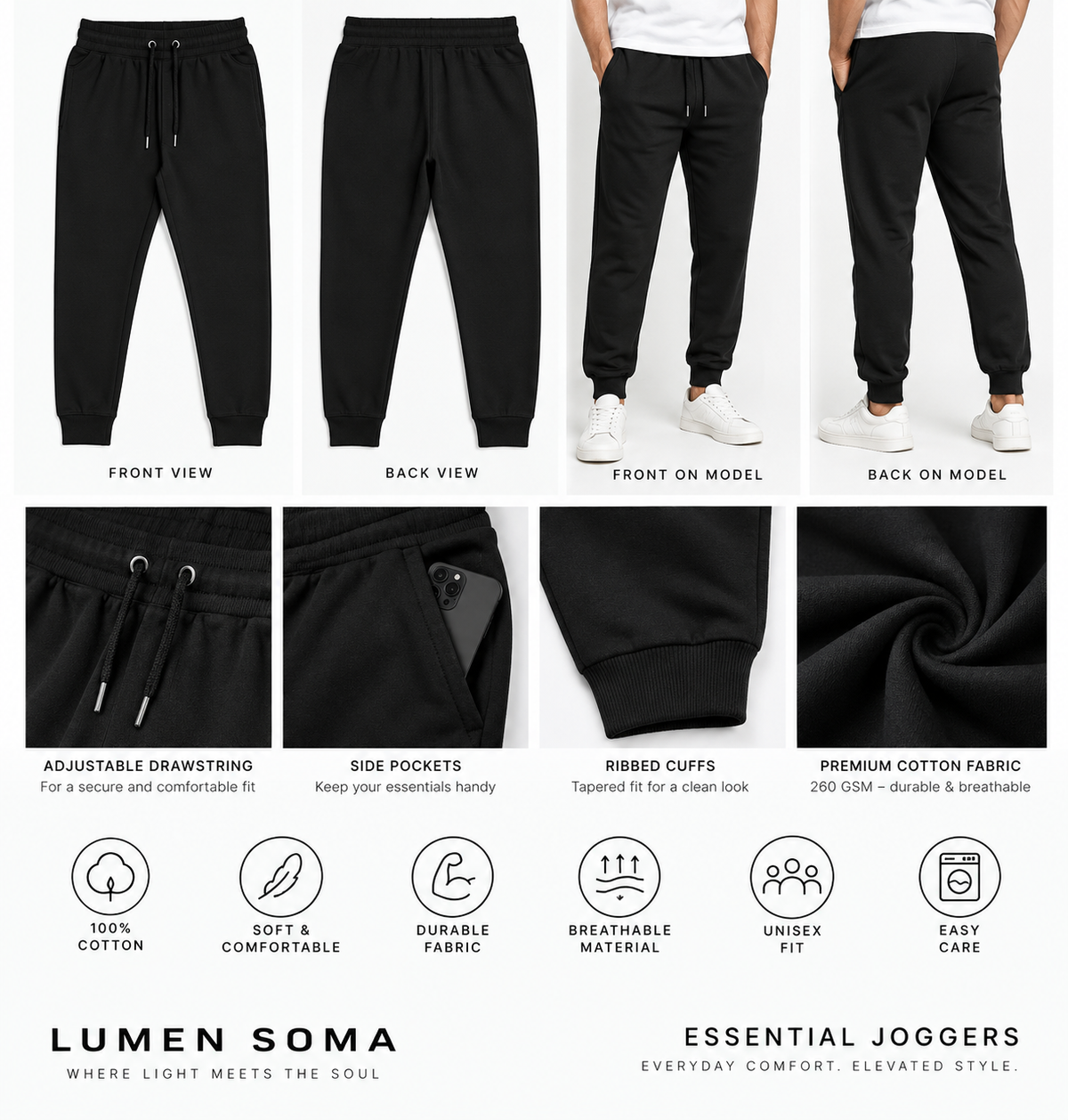 Lumen Essential Joggers – Bottle Green
