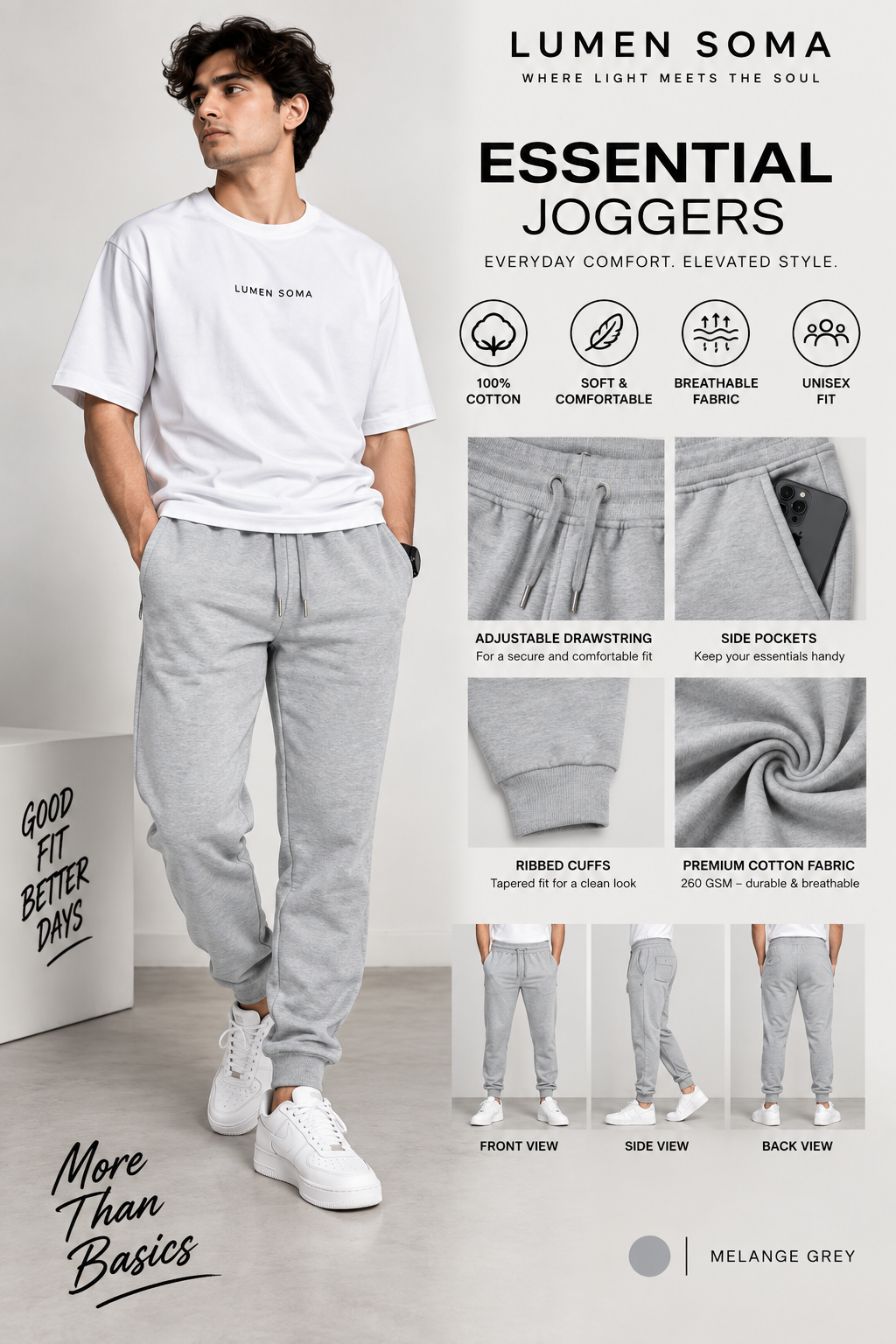 Lumen Essential Joggers – Bottle Green