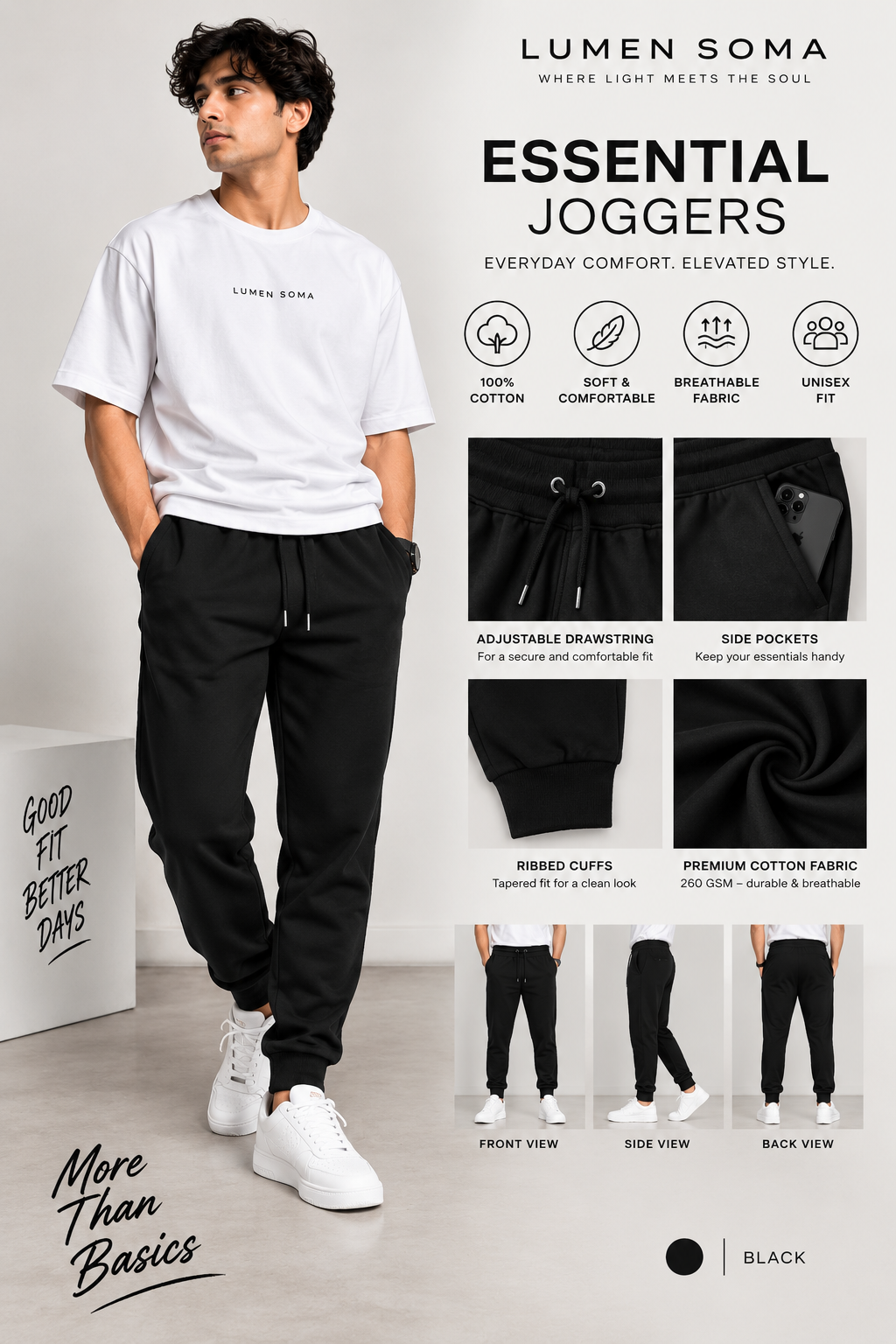 Lumen Essential Joggers – Bottle Green