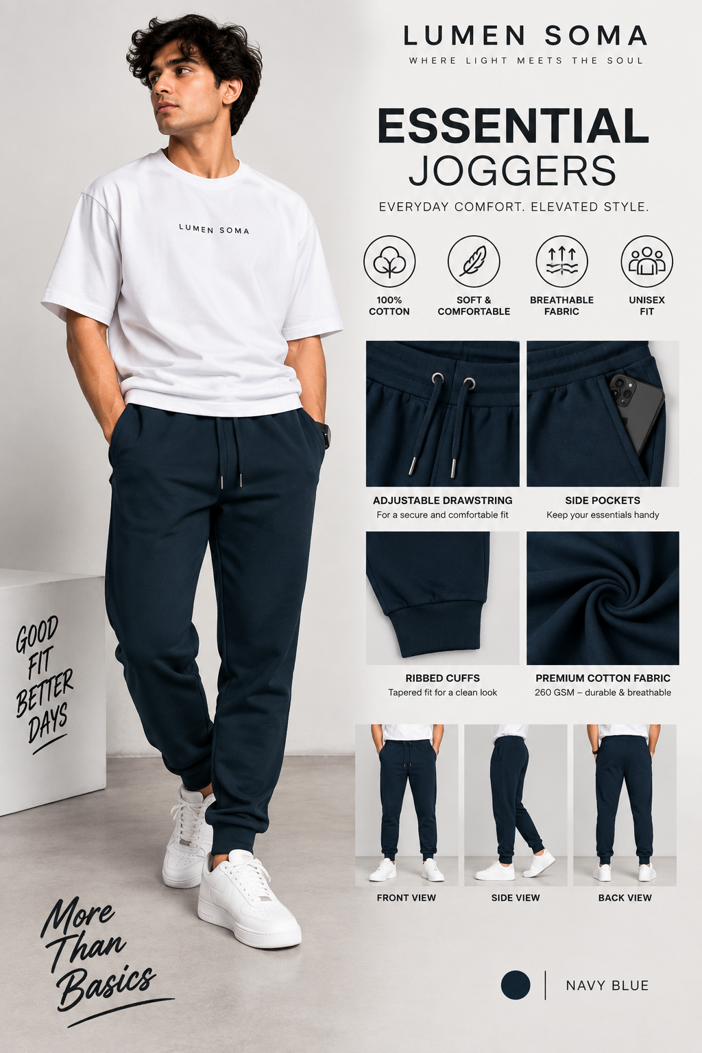 Lumen Essential Joggers – Bottle Green