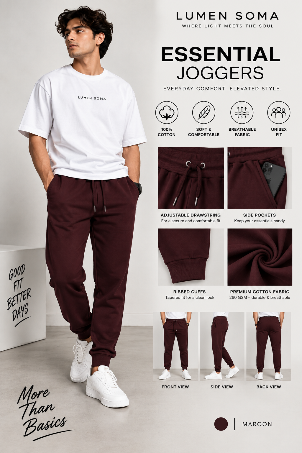 Lumen Essential Joggers – Bottle Green